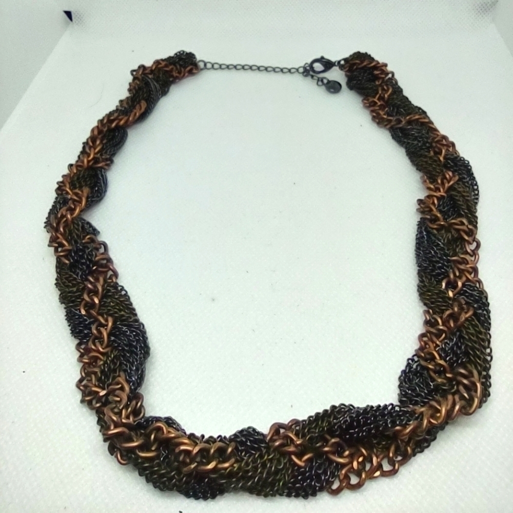 👍5 for $20 Loft Chunky Braided Chains Black & Brown Necklace